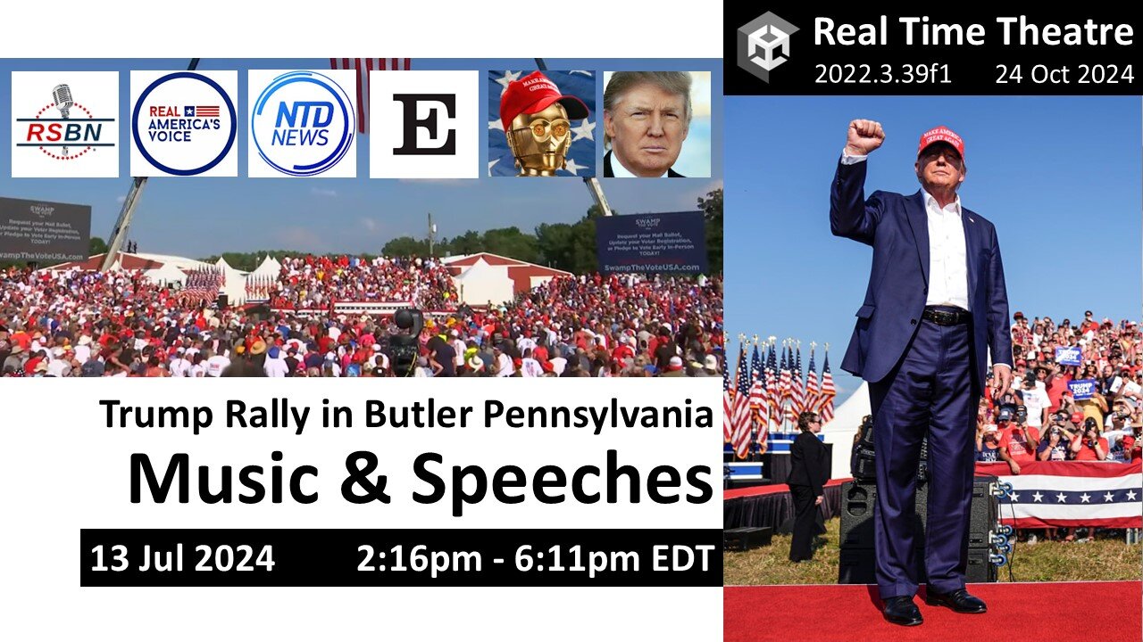 Real Time: Jul 13 Butler Trump Rally Music & Speeches (2:16pm - 6:11pm EDT)