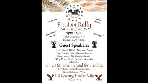 1776 Restoration Movement Saturday rally June 25th