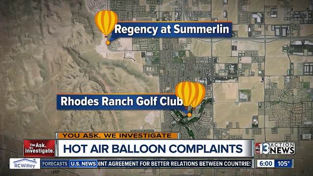 UPDATE: FAA receives multiple complaints of low-flying hot air balloons in Las Vegas valley