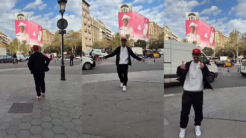 Lamine Yamal's Father Watching His Son's Billboard in Barcelona