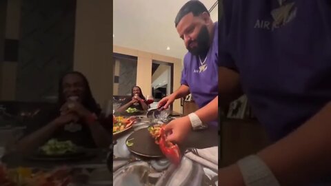 Burna Boy dinning at Dj khaled’s house