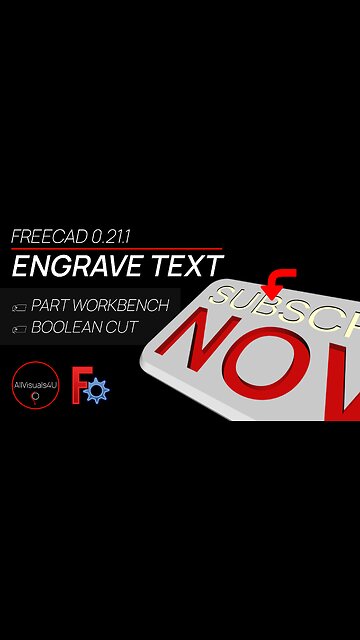 ✂ How To Cut Text From 3D Model - FreeCAD Boolean Cut - FreeCAD Boolean Operations