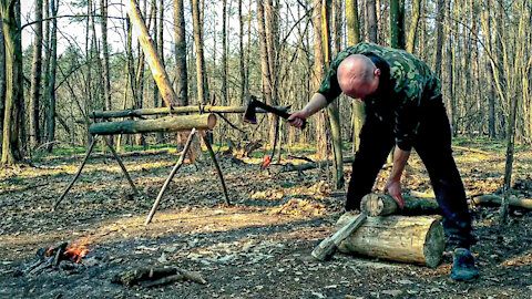 Log cabin, bushcraft camp day 2