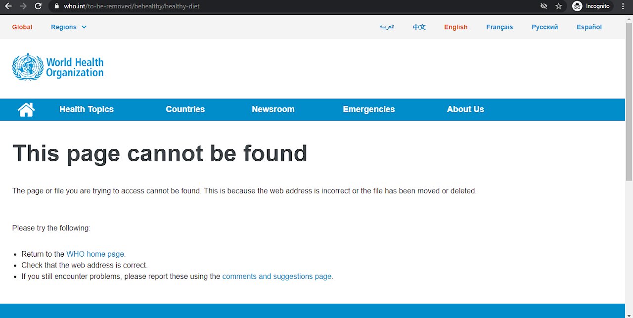 World Health Organization's Website Vitamin Search