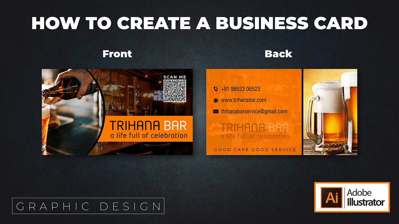 Make a Business Card || Visiting Card Design || Graphic Design || illustrator || Photoshop Mockup