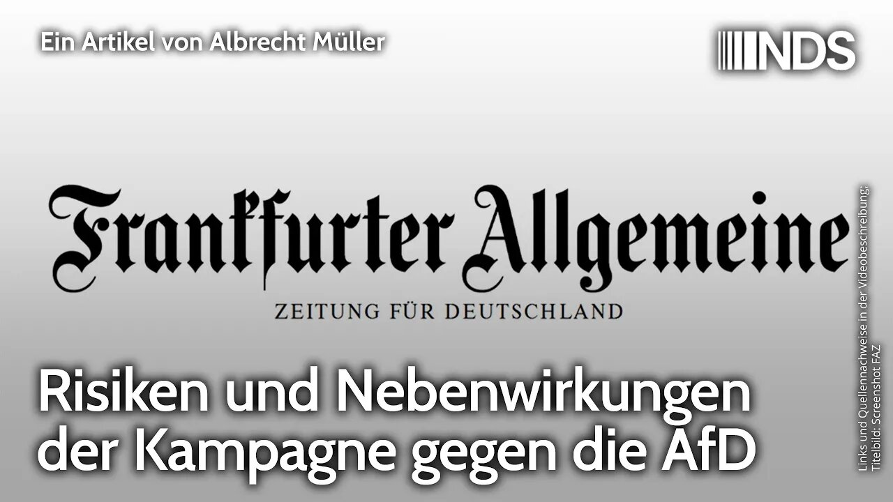 Risiken und Nebenwirkungen der Kampagne gegen die AfD | Albrecht Müller | NDS-Podcast