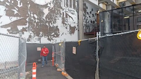 checking out the artwork on 201 Boylston Street