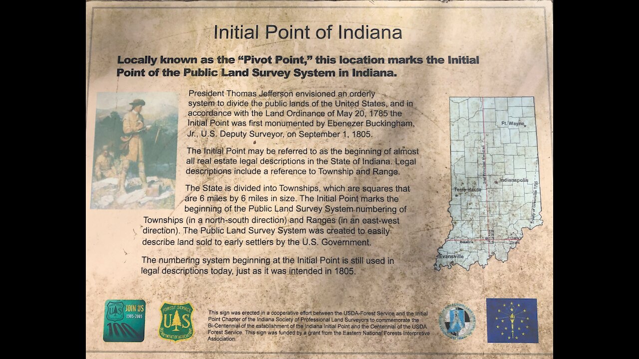 INITIAL POINT / PIVOT POINT INDIANA / Start of Public Land Survey in Indiana / Historic Marker