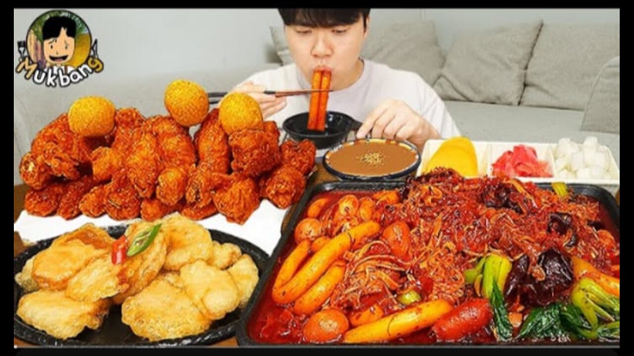 ASMR MUKBANG | RICE CAKE Tteokbokki, Fire Noodles, gimbap, fried chicken recipe ! eating