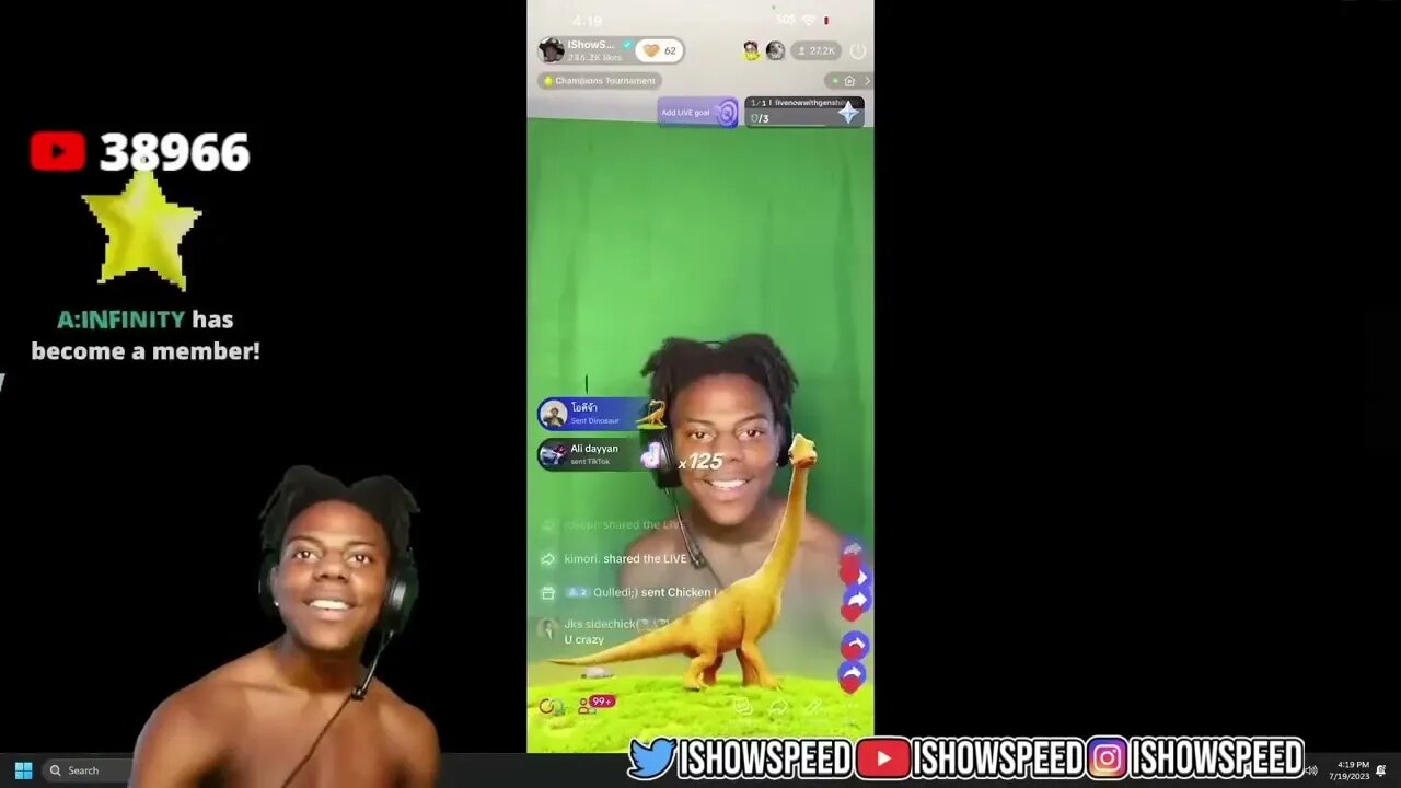 IShowSpeed Becomes NPC on TikTok Live