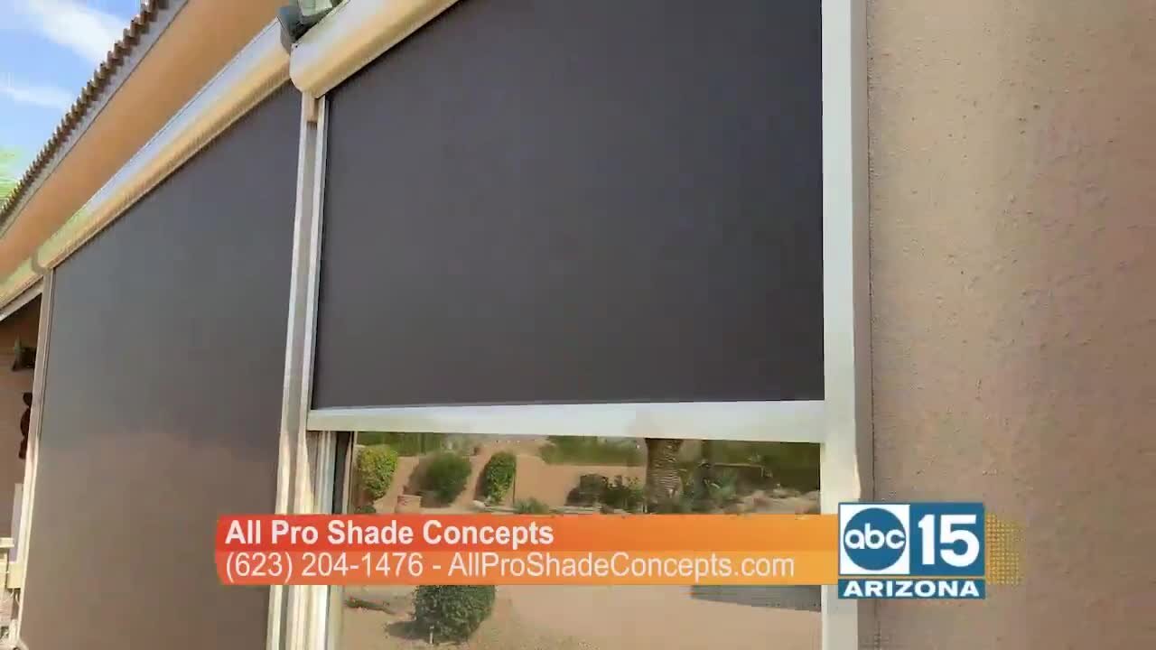 All Pro Shade Concepts offers roll down shades and awnings to shade your home