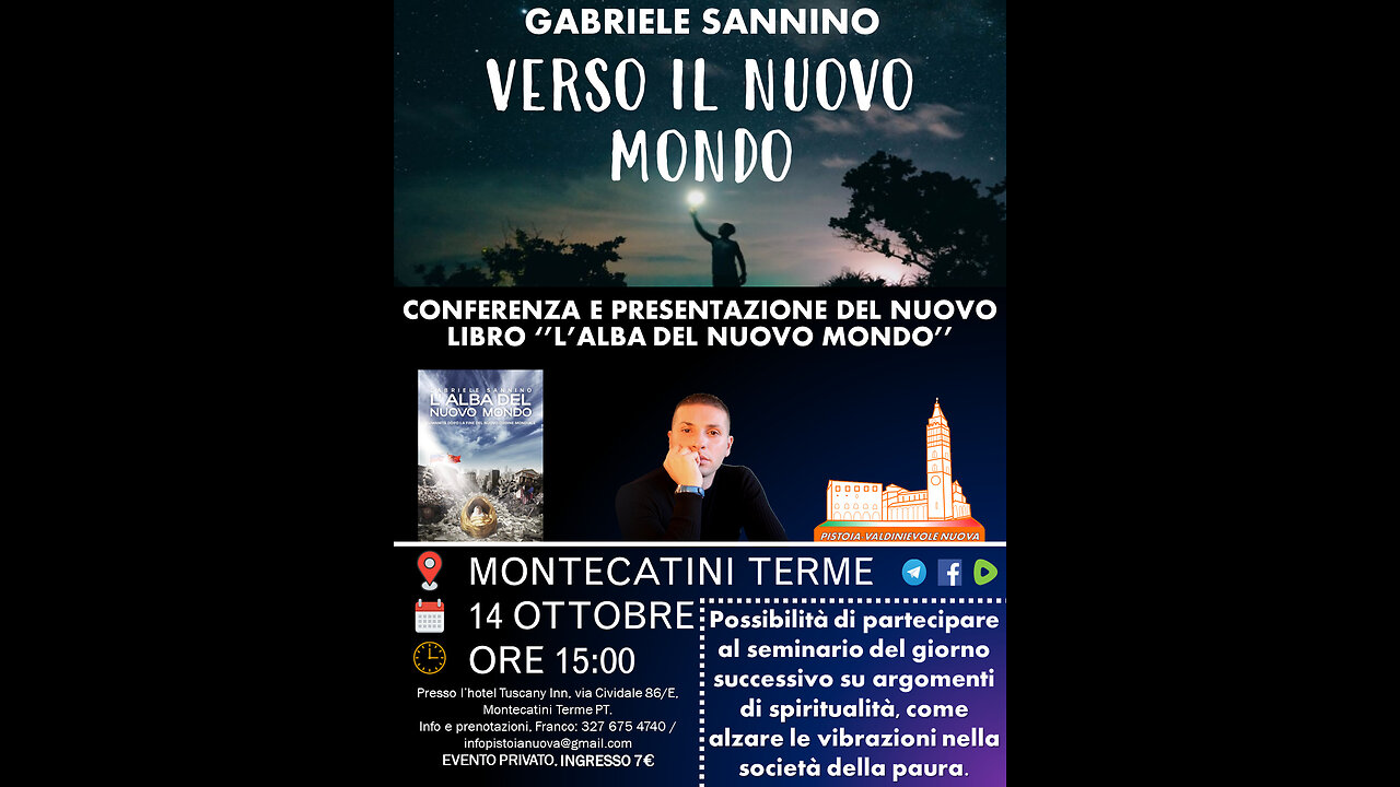 14/10/23 Montecatini Terme "Pistoia Valdinievole Nuova" presenta L'alba Del Nuovo Mondo con Gabriele Sannino