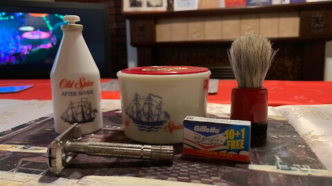 SOTD: Shulton Old Spice Shaving Soap, Gillette Flair Tip Super Speed!