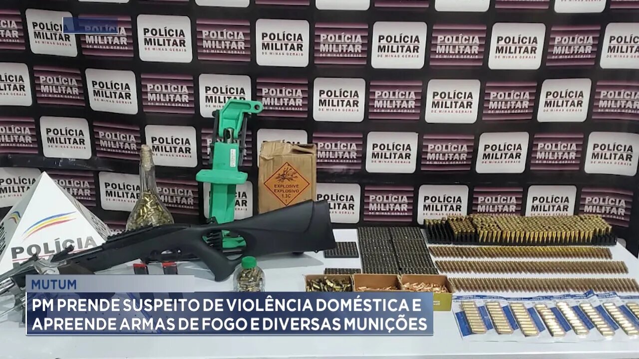 Mutum: PM prende suspeito de Violência Doméstica e apreende Armas de Fogo e diversas Munições.