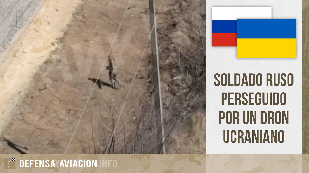 Soldado ruso perseguido por un dron ucraniano