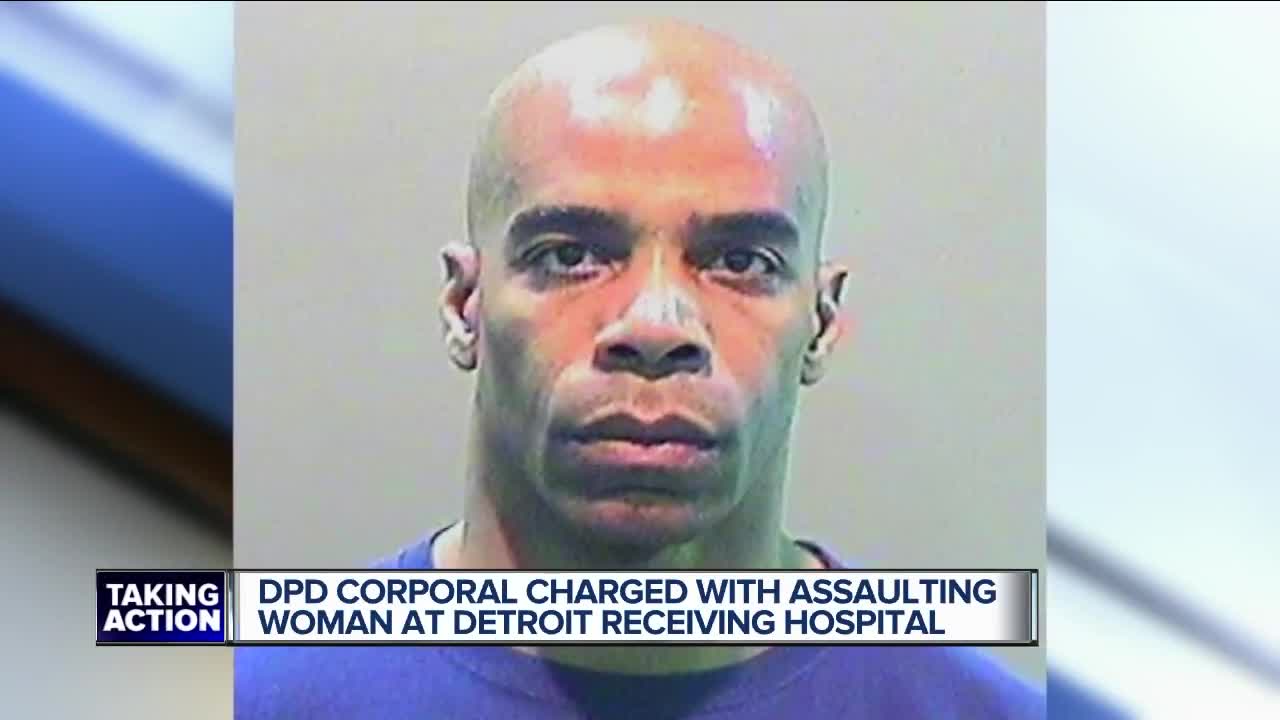 Veteran Detroit police corporal charged with felony in alleged assault on hospital patient