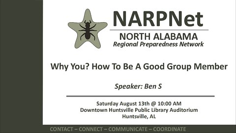 2022-08-13 NARPNet Full Meeting: Why You? - How To Be A Good Group Member