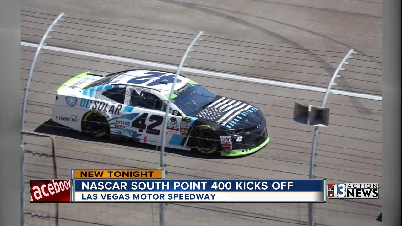 Vegas Strong banner on Kyle Larson's car