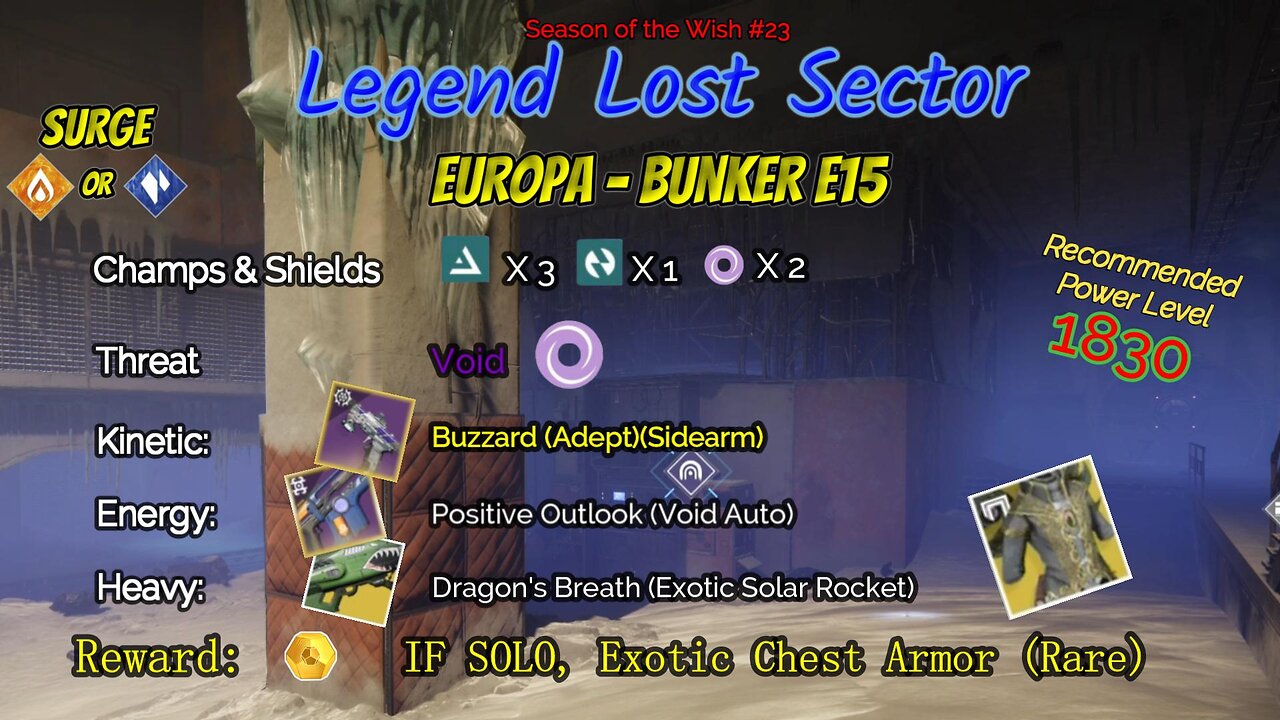 Destiny 2 Legend Lost Sector: Europa - Bunker E15 on my Solar Warlock 12-13-23