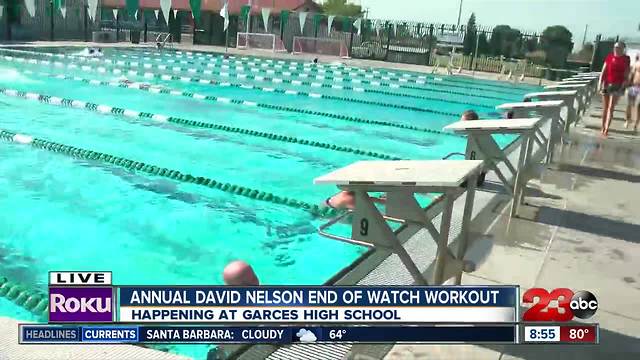 Friends and family swam the third leg of the 3rd Annual David Nelson End of Watch Workout