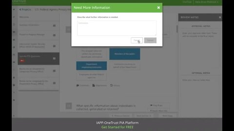 IAPP OneTrust's U S Federal Agency Privacy Impact Assessment Demo