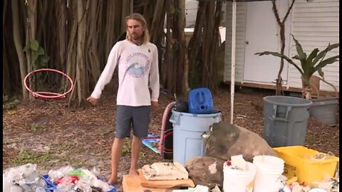 Picking up trash from beaches