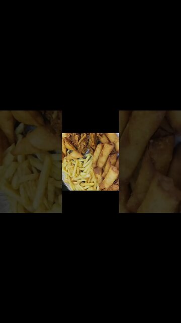 French Fries, Chicken Rolls, Potato mini samosa, full recipe links in description@CookingWithHira