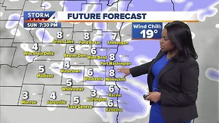 Snow moves in late afternoon Sunday