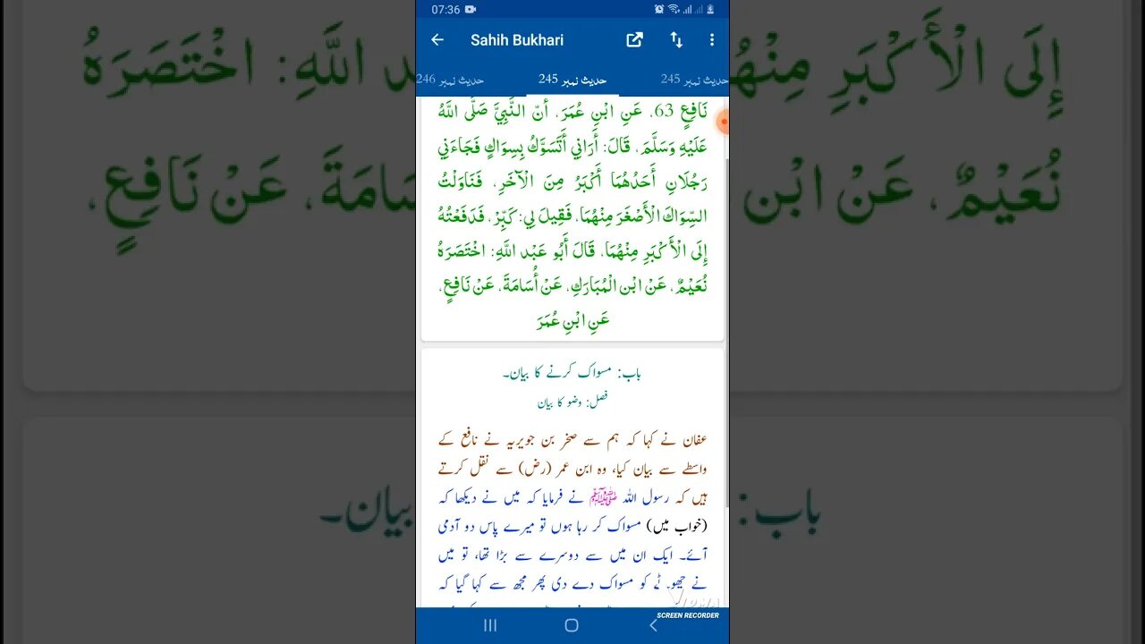 Hadees SHARIF Sahi bukhari SHARIF hadees number #245 in arbic urdu and English language