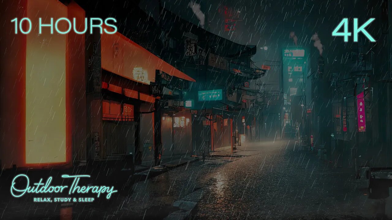 STORMY NIGHT in a FUTURE CITY | Urban Thunderstorm Ambience | RELAX | STUDY | SLEEP | 10 HOURS