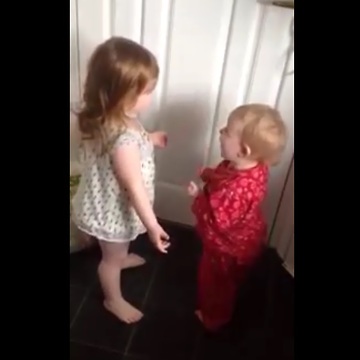 Baby Siblings Argue About Laundry Room Dryer