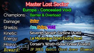 Destiny 2 Master Lost Sector: Europa - Concealed Void 11-29-21