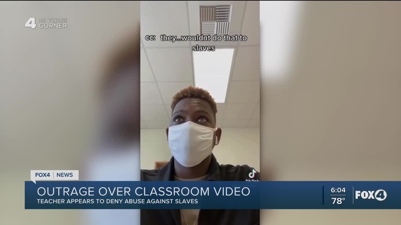 Teacher on leave after classroom slavery discussion goes viral