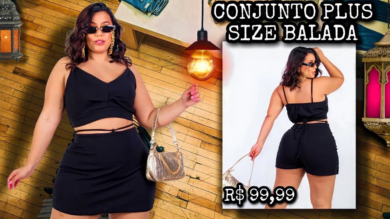 ✔️ CONJUNTO PLUS SIZE BALADA SHORT-SAIA E CROPPED