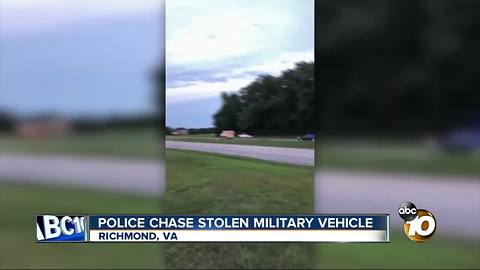 Virginia police chase stolen armored personnel carrier through Richmond