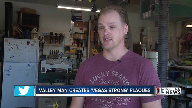 Las Vegas man makes Vegas Strong plaques