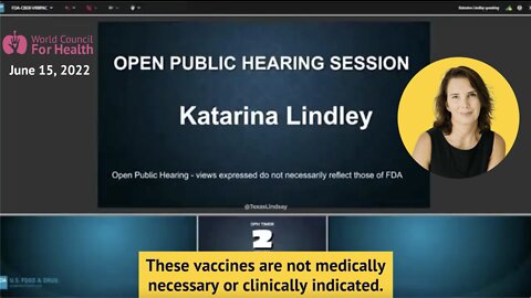 Dr. Kat Lindley Tells the FDA NO Covid-19 Vaccines for Kids
