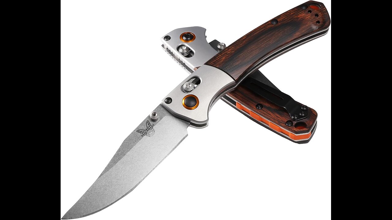 Benchmade – Mini Crooked River 15085 EDC Knife with Dark Brown Wood Handle (15085-2)