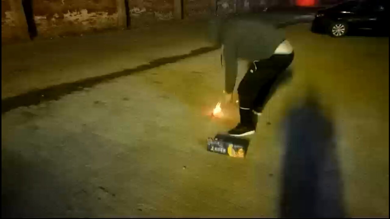Is turning fireworks,thinking of turning into the air