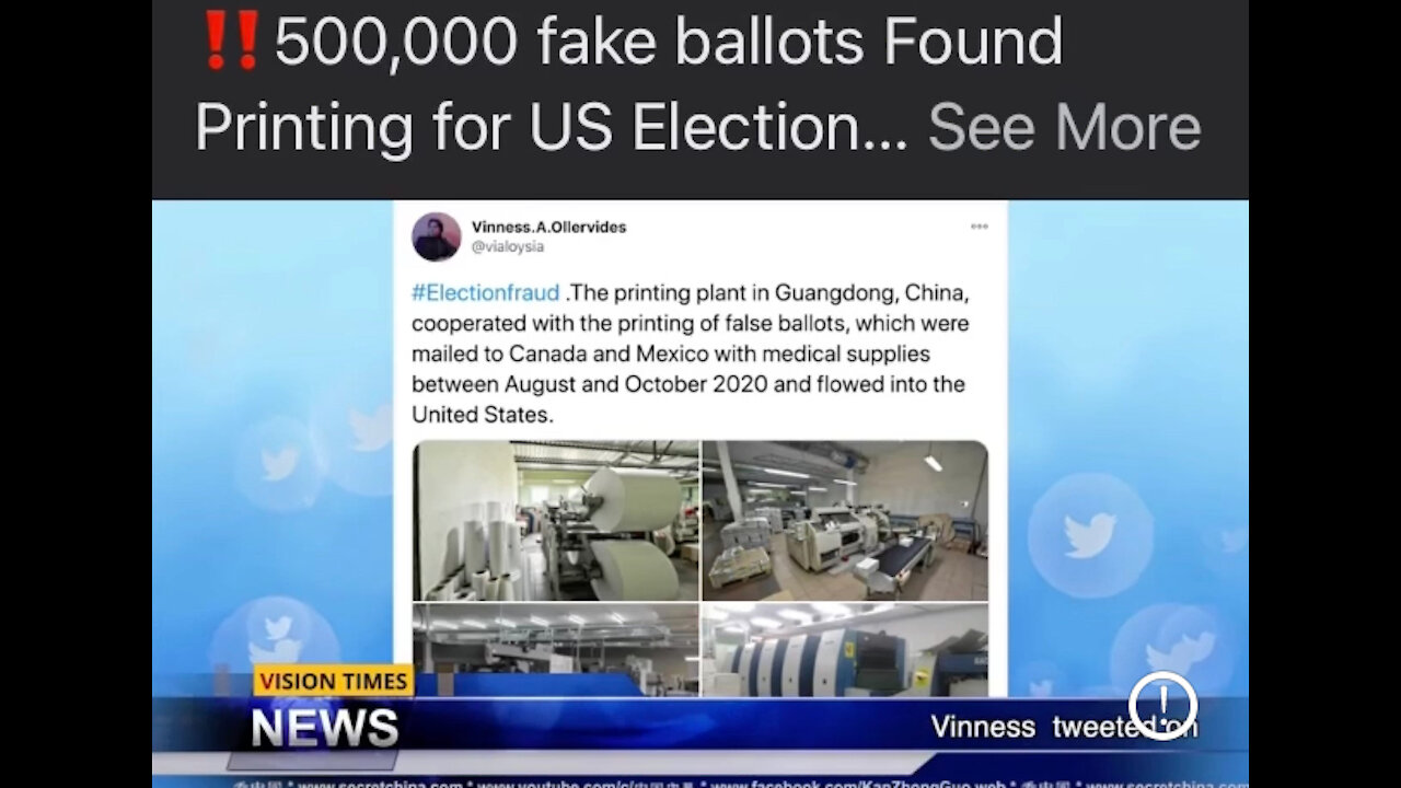 500,000 ballots found printing for US a election In Guangdong China