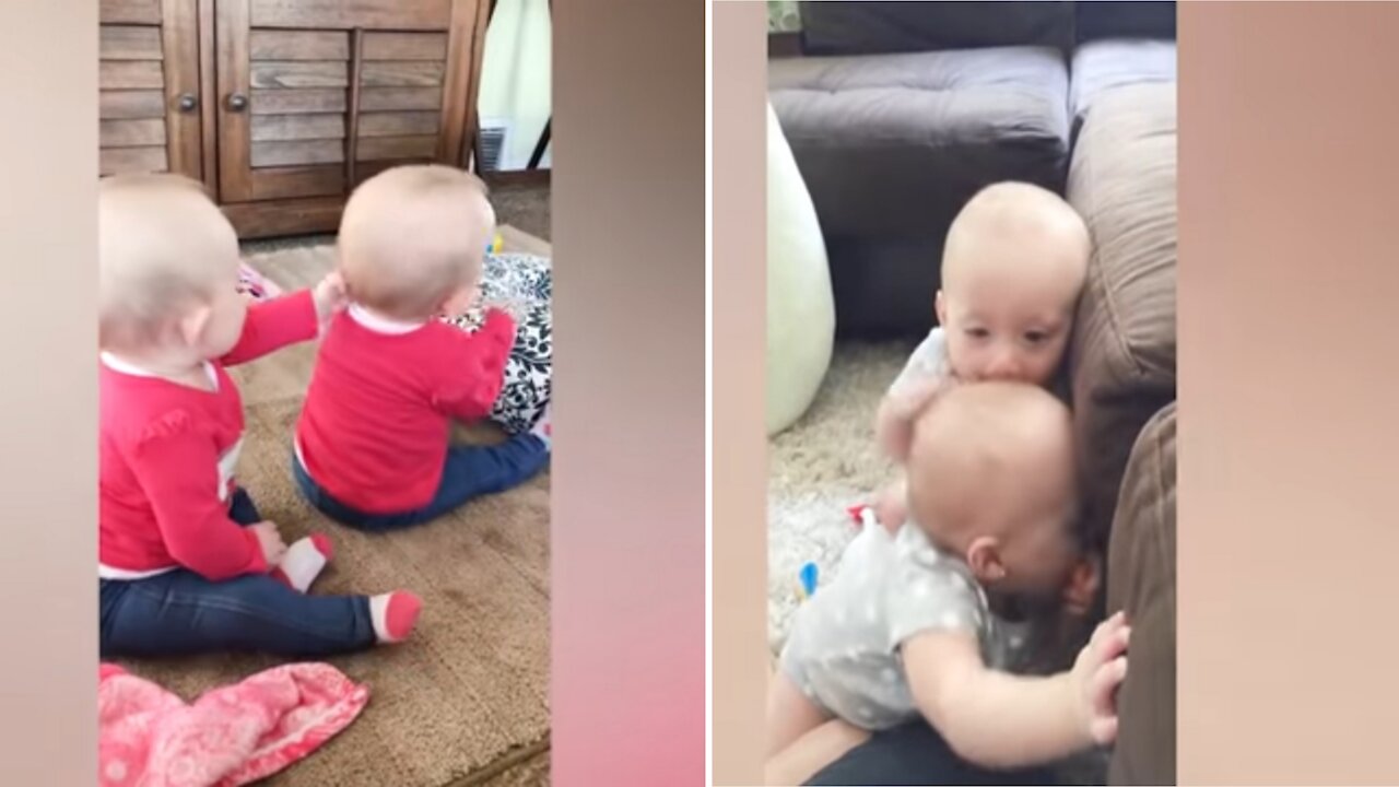 CUTE BABIES FIGHTING AND BITES EACH OTHER