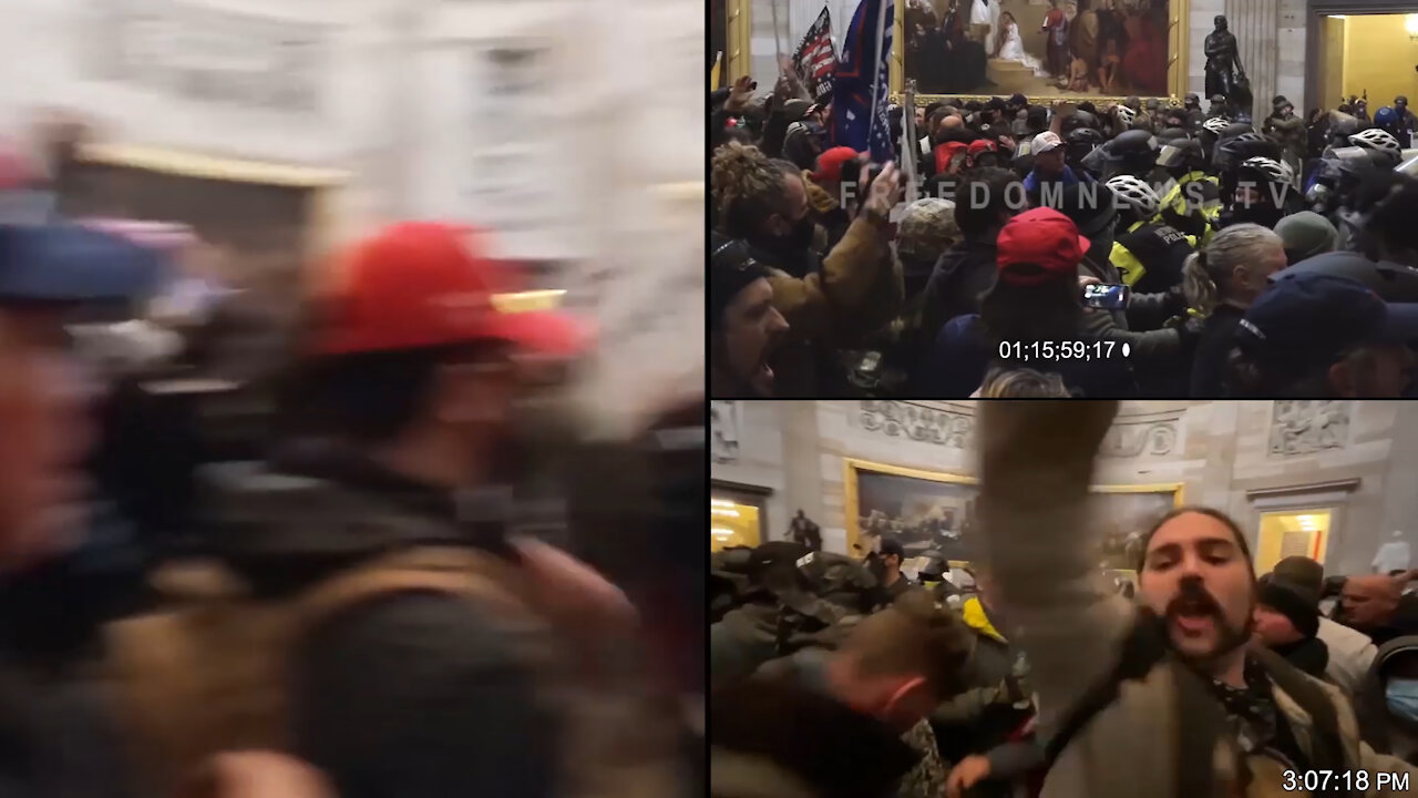 Fight in the Capitol Rotunda 3:03 - 3:25 pm Jan 6th (Updated 9/7/21)