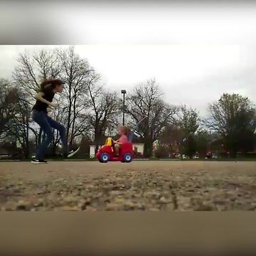 Teen Girl Kicks Toddler's Plastic Car And Flips It