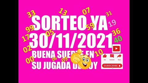 SORTEO YA NUMERO PROBABLE 30 NOVIEMBRE 2021