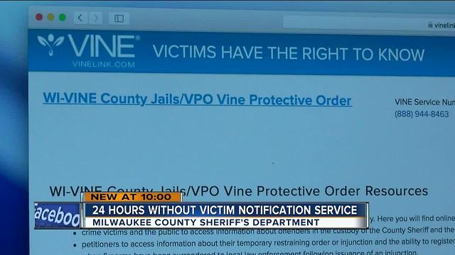 MKE County Jail VINE notification software crash