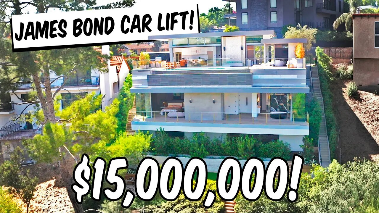 $15M HOLLYWOOD MANSION HAS JAMES BOND CAR LIFT!!