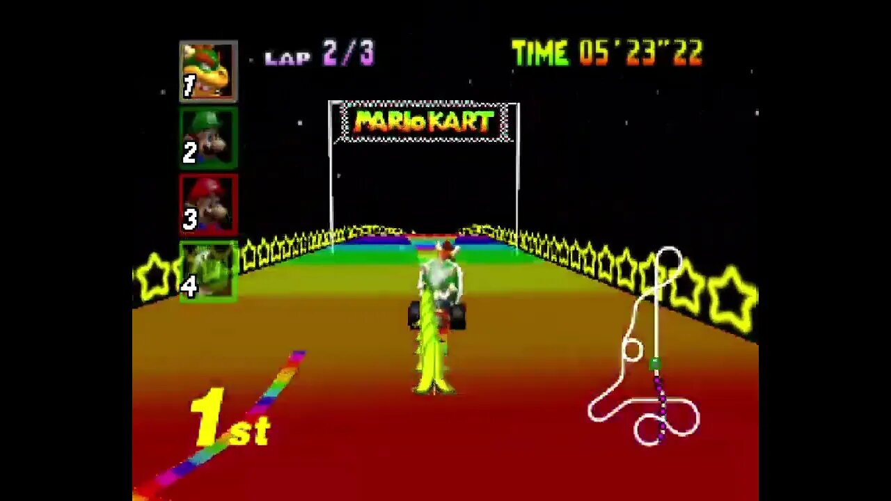 Mario Kart 64 - Rainbow Road Gameplay