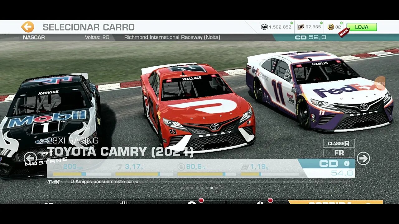 GUIGAMES - Real Racing 3 - NASCAR - TOYOTA CAMRY RACING 23 Richmond 30 competidores - 1º lugar
