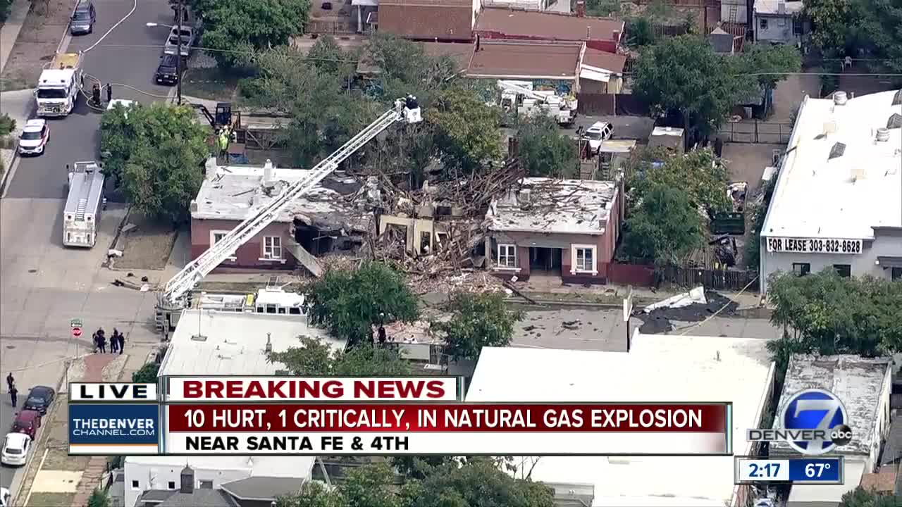 10 injuries reported after natural gas explosion, building collapse on Santa Fe Drive in Denver