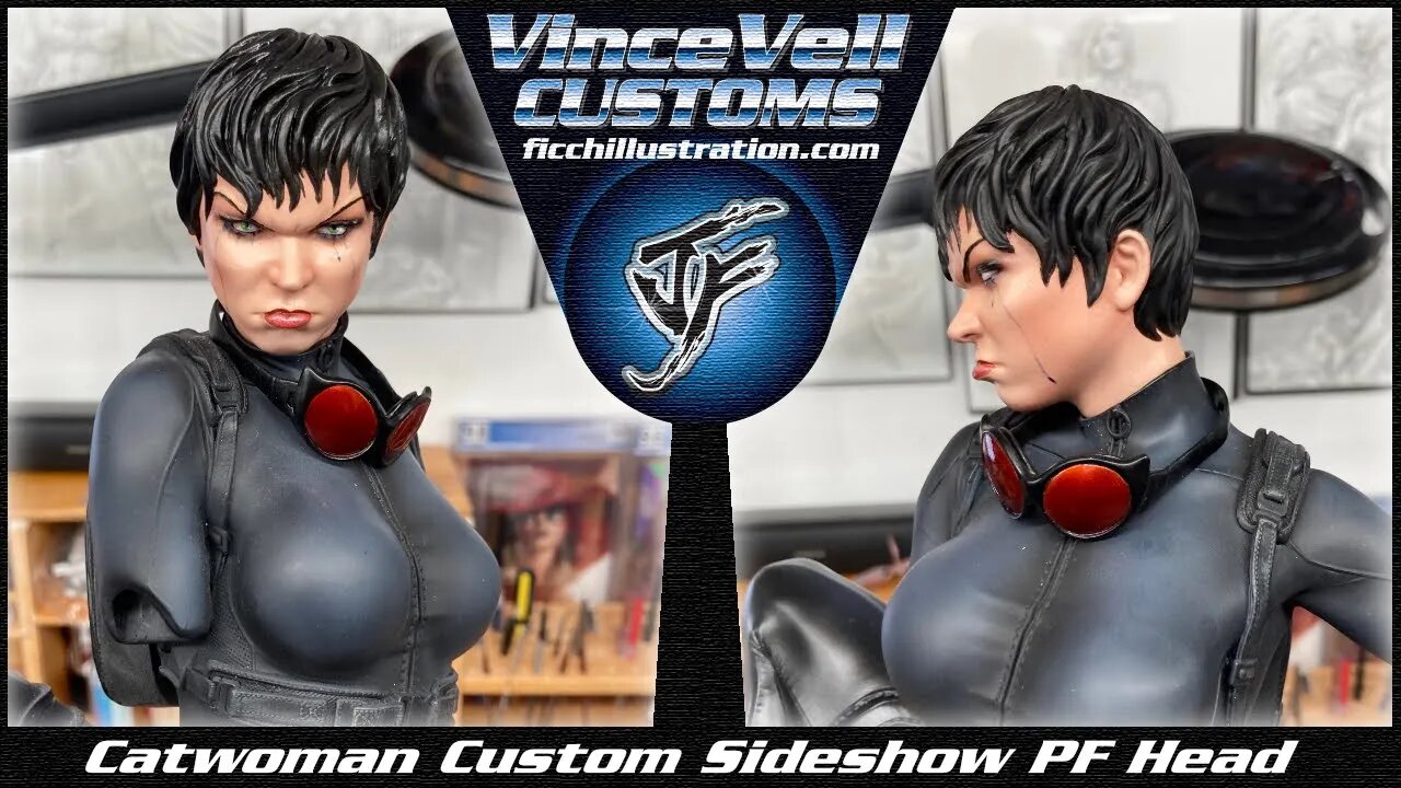 Catwoman Custom Adam Hughes SIdeshow PF head from Harley Quinn